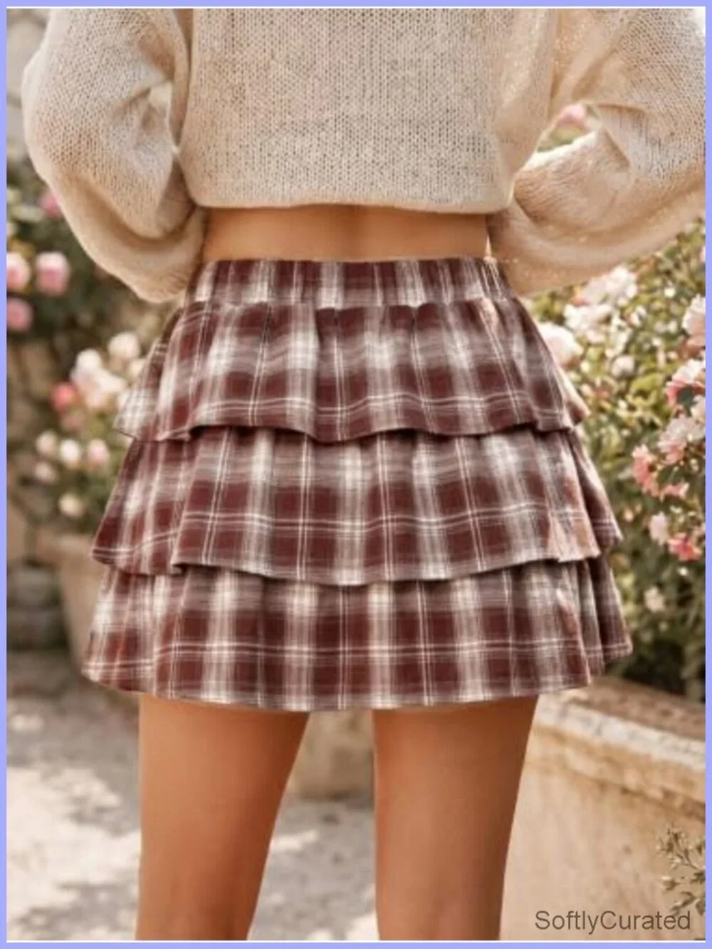 Plaid Ruffle Tiered Skort Mini Skirt with Shorts Underneath